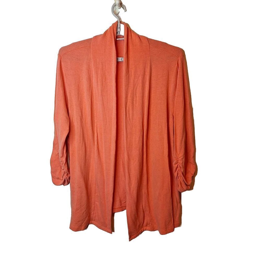 Cato Woman Size 22/24W Open Front Cardigan Ruched Swing Asymmetrical Peach